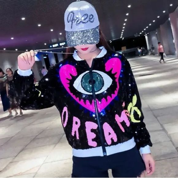 Lala Parker Jackets & Blazers - Make me wanna Scream Evil Eye Sequin Jacket M/L NWT